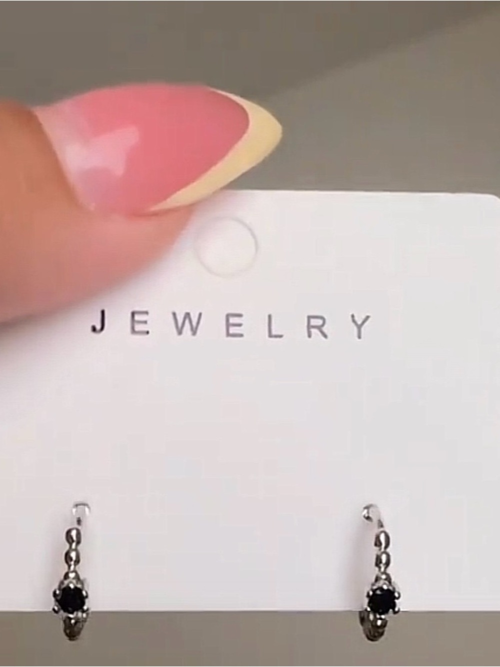 Silver Black Stone Hoop Earrings - Women Jewelry